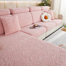 Jacquard velvet elastic leather sofa cover, simple all inclusive universal cover, all season universal lazy man anti cat scratch sofa cover (Color: Camellia rose powder, size: )