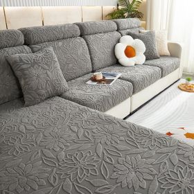 Jacquard velvet elastic leather sofa cover, simple all inclusive universal cover, all season universal lazy man anti cat scratch sofa cover (Color: Camellia dark gray, size: )