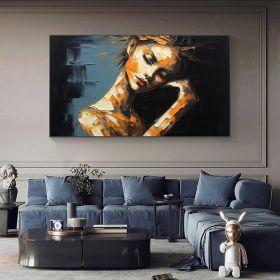 Hand Painted Oil Painting Abstract Beautiful Woman Oil Painting on Canvas Original Minimalist Portrait Art Custom Painting Modern Living Room Decor (size: 40x80cm)
