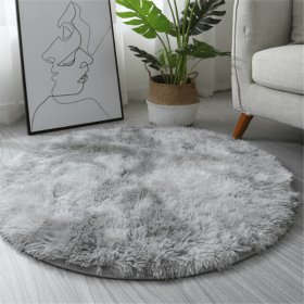 1pc, Non-Slip Plush Round Area Rug for Living Room and Kitchen - Soft and Durable Indoor Floor Mat for Home and Room Decor - 23.62 x 23.62 (Color: Tie-dye Light Gray, size: )