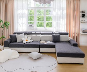 Elastic sofa cover, cushion cover, sofa hat, solid color sofa cover, all inclusive, all season universal cover, sofa cushion cover (Color: Dark gray & Light gray, size: )