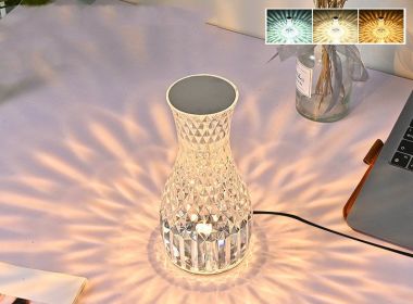 Vase Shape Atmosphere Crystal Lamp Romantic Bedside Diamond Table Lamp Home Christmas Decorations LED Lights (Style: , Electrical outlet: USB)