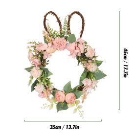 Glowing Easter Wreath Decor DIY Rattan Wreath Colorful Rabbit Bunny Eggs Happy Easter Party Decoration For Home Party Supplies (Color: No light-rabbit)