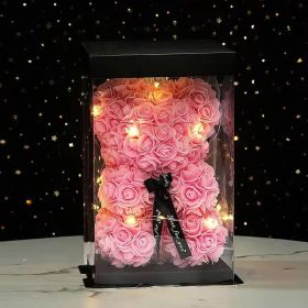 40cm Large Teddy Rose Bear Artificial Flowers Rose Bears with Light Box Anniversary Valentine's Wedding Birthday Christmas Gift (Color: 25CM-Crown Veil1, Ships From: )