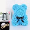 Rose Bear Artificial Flower With Box and Light Rose Teddy Bear Wedding Decor Christmas Women Valentines Girlfriend Birthday Gift