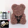 Rose Bear Artificial Flower With Box and Light Rose Teddy Bear Wedding Decor Christmas Women Valentines Girlfriend Birthday Gift