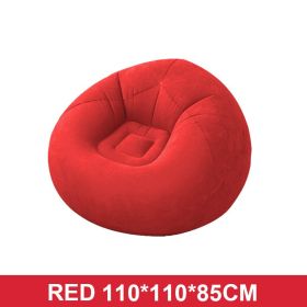 Flocking Flocking Sofa Chair Large Lazy Inflatable Sofas Chair Bean Bag Sofa For Outdoor Lounger Seat Living Room Camping Travel (Color: Red, Ships From: )