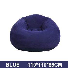 Flocking Flocking Sofa Chair Large Lazy Inflatable Sofas Chair Bean Bag Sofa For Outdoor Lounger Seat Living Room Camping Travel (Color: Blue, Ships From: )