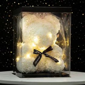 40cm Large Teddy Rose Bear Artificial Flowers Rose Bears with Light Box Anniversary Valentine's Wedding Birthday Christmas Gift (Color: 40CM-Crown Veil4, Ships From: )