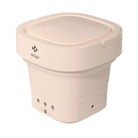 Moyu Foldable Washing Machine Mini Electric Portable Barrel Laundry Washer for Underwear Sock Baby Clothes Cleaner for Travel (Color: Champán)