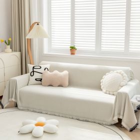 Chenille Couch Cover Universal Sofa Cover Sofa Slipcover for Pets Dogs Cats (Color: Cream, size: )