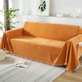Chenille Couch Cover Universal Sofa Cover Sofa Slipcover for Pets Dogs Cats (Color: Orange, size: )