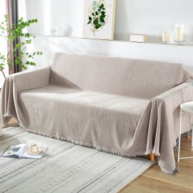 Chenille Couch Cover Universal Sofa Cover Sofa Slipcover for Pets Dogs Cats (Color: Oatmeal, size: )