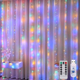3m Usb Window Curtain Lights Remote Control 8 Modes Garland (Emitting Color: , Style: X)