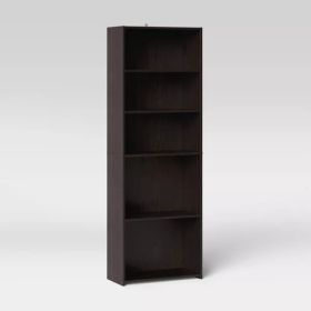 5 Shelf Bookcase (Color: Espresso Brown)