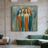 Hand Painted Oil Painting Original Characters Oil Painting On Canvas Abstract Four Female Portraits Color Wall Art Living Room Wall Decor