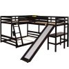 Twin over Full Bunk Bed with Twin Size Loft Bed with Desk and Slide,Full-Length Guardrail