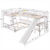 Twin over Full Bunk Bed with Twin Size Loft Bed with Desk and Slide,Full-Length Guardrail