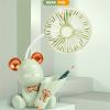 1pc Mini Bear Portable Handheld Battery Operated Fan Desk Fan, USB Rechargeable Battery Operated Fan, 3 Speeds Silent Desk Fan Mini Small Fan