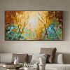 Large Oil Painting On Canvas, Original Painting, Abstract Blue Brown Forest Painting, Trees Landscape Painting, Bedroom Living room Wall Art