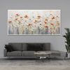 Hand Painted Oil Painting Horizontal Blooming Flower Bush Textured Oil Painting Wildflowers on Canvas Abstract Art Bohemian Art Living Room Decor Art
