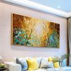 Large Oil Painting On Canvas, Original Painting, Abstract Blue Brown Forest Painting, Trees Landscape Painting, Bedroom Living room Wall Art