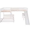 Twin over Full Bunk Bed with Twin Size Loft Bed with Desk and Slide,Full-Length Guardrail