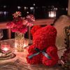 Rose Bear Artificial Flower With Box and Light Rose Teddy Bear Wedding Decor Christmas Women Valentines Girlfriend Birthday Gift