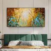 Large Oil Painting On Canvas, Original Painting, Abstract Blue Brown Forest Painting, Trees Landscape Painting, Bedroom Living room Wall Art