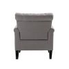 Mid-Century Modern Accent Chair, Linen Armchair w/Tufted Back/Wood Legs, Upholstered Lounge Arm Chair Single Sofa for Living Room Bedroom