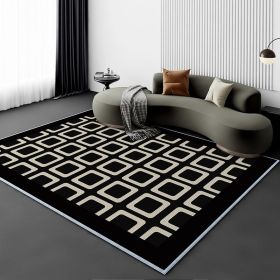 Living Room Carpet Fully Covered Bedroom And Household Sofa Table Carpet Bedside Stain-resistant Non-slip Foot Mat (Option: Rule Series Square-80160cm Crystal Velvet)