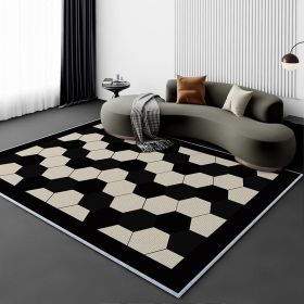 Living Room Carpet Fully Covered Bedroom And Household Sofa Table Carpet Bedside Stain-resistant Non-slip Foot Mat (Option: Rule Series Hexagon-80160cm Crystal Velvet)