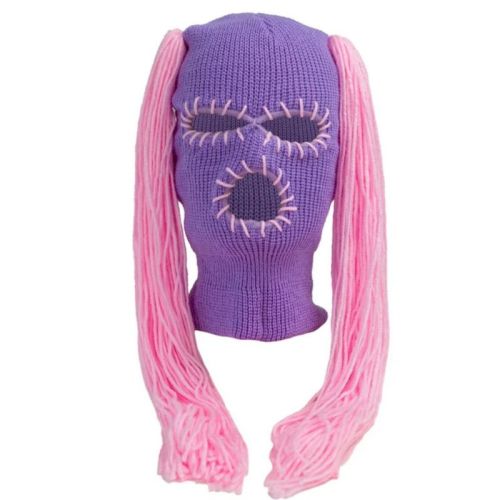 Double Ponytail Hat Wig Adult Autumn And Winter Warm Pullover Cap Festival Funny Knitted Hat