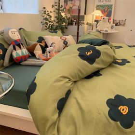 Double-piece Foggy Gray Quilt Cover Four-piece Bedding Sheet Dormitory Bed Three-piece Set (Option: Macchiato-150cm)