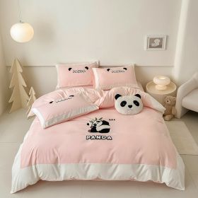 Cotton Four-piece Set Washed Fitted Sheet Duvet Cover Sheets Three-piece Bedding Set (Option: A Light Jade-1.5m Fitted Sheet 4pcs)